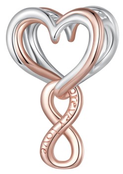 Charms Srebro 925 - Serce i Nieskończoność, Rose Gold Czerwiński