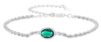 Bransoletka Srebrna 925 - Zielony Kamień Czerwiński
