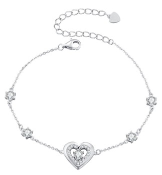 Bransoletka Srebrna 925 - Podwójne Serduszko Czerwiński