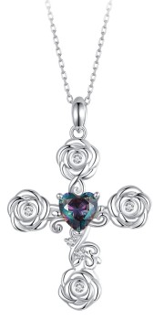 Naszyjnik Srebrny - Krzyż, Róża Czerwiński