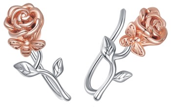 Srebrne Kolczyki - Róża Rose Gold Czerwiński