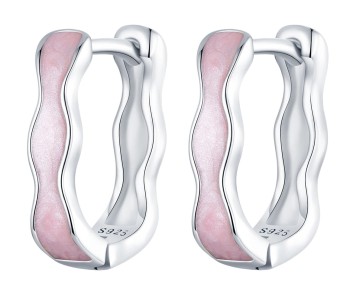 Srebrne Kolczyki - Różowa Fala Czerwiński