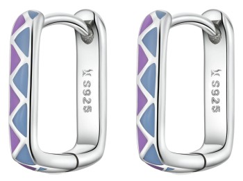 Srebrne Kolczyki - Geometryczne, fiolety Czerwiński