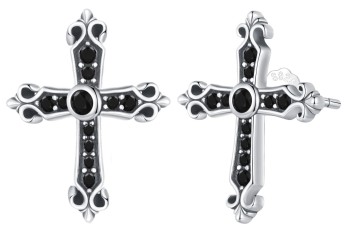 Srebrne Kolczyki - Krzyż III Czerwiński
