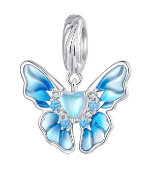 Charms Srebro 925 - Niebieski Motyl Morpho Czerwiński