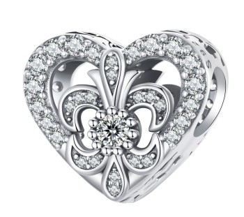 Charms Srebro 925 - Serce z Kwiatem Czerwiński