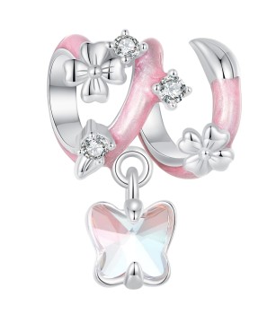 Charms Srebro 925 - Różowy Motylek Czerwiński