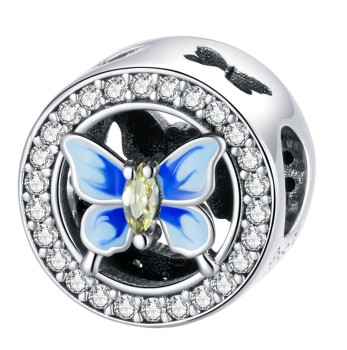 Charms Srebro 925 - Błękitny Motyl Czerwiński