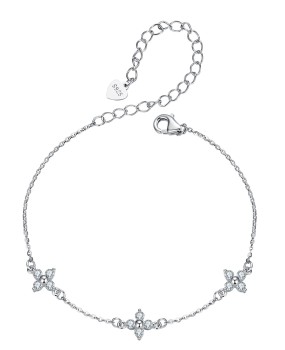 Bransoletka Srebrna 925 - Moissanit, Czterolistna Koniczyna Czerwiński