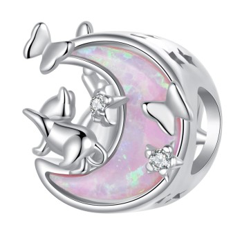 Charms Srebro 925 - Magiczny Księżyc i Kot II Czerwiński