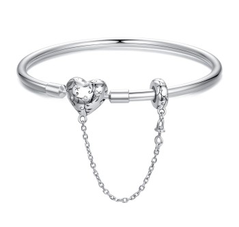 Bransoletka modułowa SERCE, ŁAŃCUSZEK Srebro S925 Czerwiński