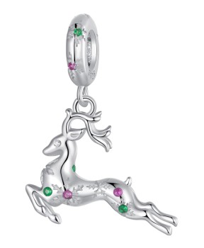 Charms Srebro 925 - Świąteczny Renifer Czerwiński