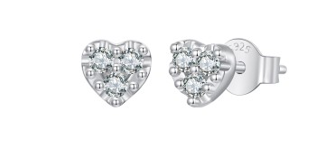 Srebrne Kolczyki - Serduszka Moissanit Czerwiński