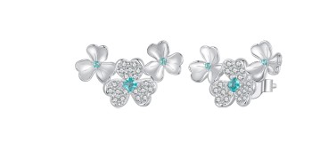 Srebrne Kolczyki - Kwiat z Turkusowym Oczkiem Czerwiński