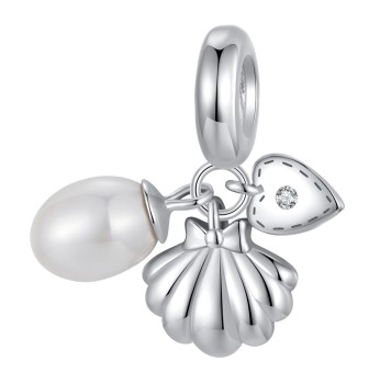 Charms Srebro 925 - Muszelka z Perłą Czerwiński