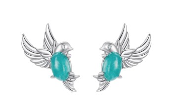 Srebrne Kolczyki - Jaskółki Amazonit Czerwiński