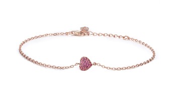 Bransoletka Srebrna 925 - Serce Rose Gold Czerwiński