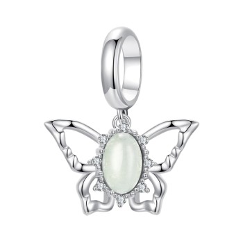 Charms Srebro 925 - Kolekcja Owady, Motyl Jadeit Czerwiński