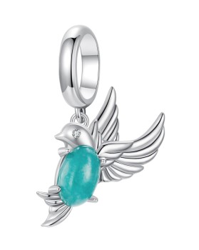 Charms Srebro 925 - Kolekcja Owady, Ptak Amazonit Czerwiński