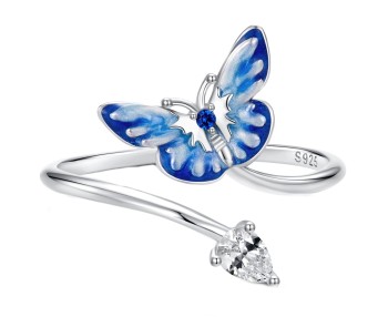 Pierścionek uniwersalny - Niebieski Motyl Czerwiński