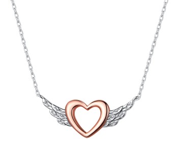 Naszyjnik Srebrny - Serce Rose Gold, Skrzydła Czerwiński