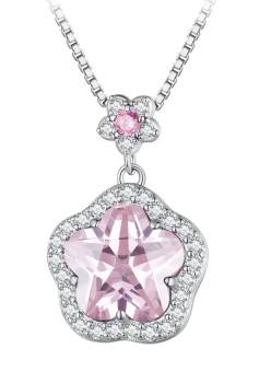 Naszyjnik Srebrny - Różowy Kwiatuszek Czerwiński