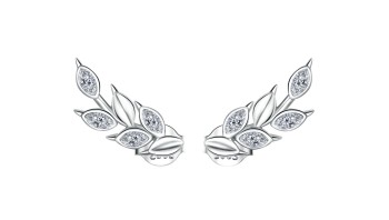 Srebrne Kolczyki - Lśniące Listki Czerwiński