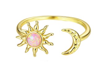 Pierścionek uniwersalny - Słońce i Księżyc, Złoty Czerwiński