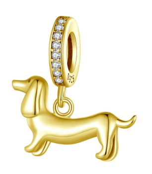 Charms Srebro 925 - Pies Jamnik, złoty Czerwiński