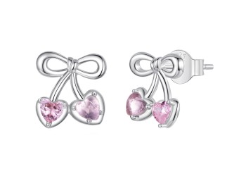 Srebrne Kolczyki - Różowe Wisienki Czerwiński