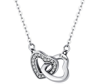Naszyjnik Srebrny - Zaplątane Serca Czerwiński