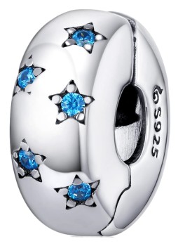 Charms Srebro 925 - Klips Niebieskie Gwiazdy Czerwiński