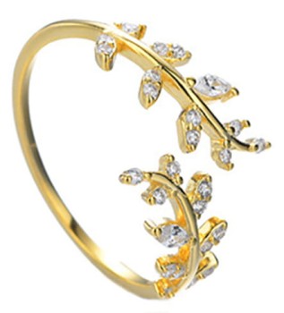 Pierścionek uniwersalny - Subtelne Liście złoty Czerwiński