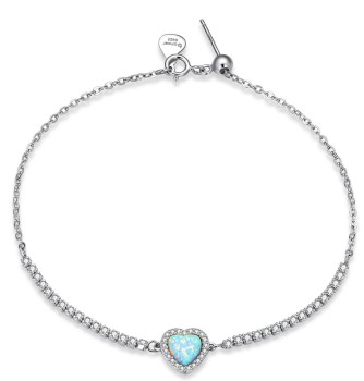 Bransoletka Srebrna 925 - Opalizujące Serce Czerwiński