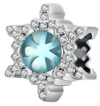 Charms Srebro 925 - Płatek Śniegu Niebieski Czerwiński