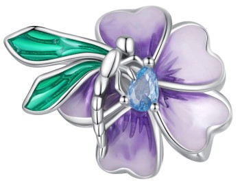 Charms Srebro 925 - Ważka i Kwiat Czerwiński