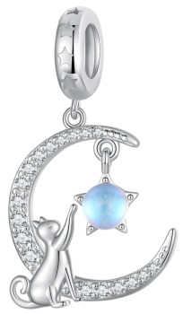 Charms Srebro 925 - Kotek Na Księżycu Czerwiński