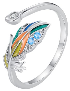 Pierścionek uniwersalny - Wielobarwne Piórko Czerwiński