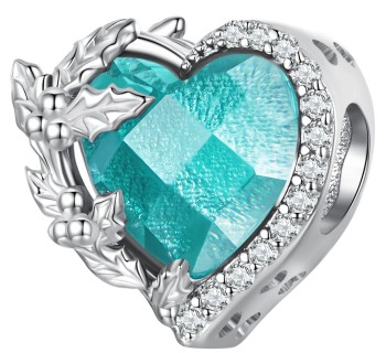 Charms Srebro 925 - Urodzinowe Turkusowe Serce, Grudzień Czerwiński