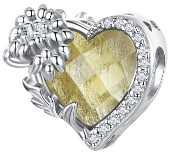 Charms Srebro 925 - Urodzinowe Żółte Serce, Listopad Czerwiński